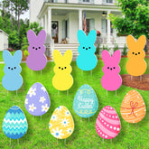 SIUNIE pastel Easter yard sign pink bunny egg for bright outdoor curb appeal