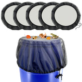SKARUMMER mesh cover for rain barrels keeps mosquitoes out and water clean.