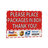 SKDSArts delivery sign for outside porch; durable weatherproof metal for outdoor package guidance.
