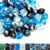 Skyflame Caribbean Blue half-inch fire glass diamonds add bold outdoor glow.