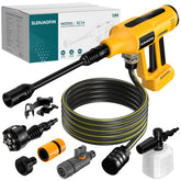 SLENJADFIN cordless pressure washer in action showing portable 700 PSI power.