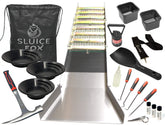 Sluice Fox folding sluice box demonstrates a compact design for easy field transport.