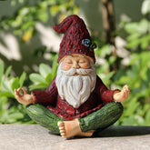 Smadeer garden yoga gnome with solar light illuminating a patio scene