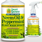 Smart Grower neem oil spray bottle close-up for gentle plant care.
