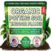 Smart Grower Organic Potting Soil bag closeup highlighting premium ingredients for healthier indoor plants.