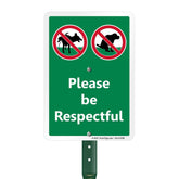 SmartSign Please Be Respectful yard sign with a 21-inch stake for clear yard messaging
