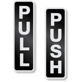 SmartSign push-pull door sign kit in anodized black for clear doorway guidance outdoors.