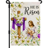 SMBLCE He Is Risen Easter flag, double-sided for vibrant outdoor display.