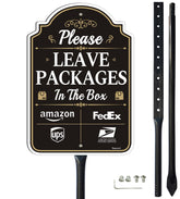 Smeryl Please Leave Packages Box Sign with 34.6-inch stake for clear delivery instructions.