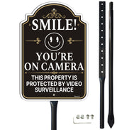 Smeryl Smile You're On Camera sign with 34.6-inch stake for clear outdoor visibility