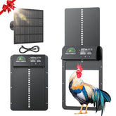 Smile Forest automatic door with solar panel setup improves chicken access, powered by sunlight