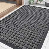 Smiry front door mat outside entrance gray protects floors from dirt and moisture.