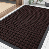 Smiry front door mat outside entrance traps dirt and moisture with a durable rubber edge.
