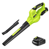 SnapFresh 20V cordless leaf blower in use for quick outdoor cleanup.