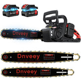 Snoonwee 2100W battery-powered chainsaw ready for quick yard cuts.
