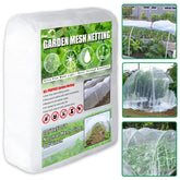 SnugNiture garden netting overview showing 10x50ft ultra-fine mesh protecting crops