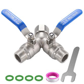 SNUTUYA 304 stainless steel garden hose splitter with full-flow design for efficient watering.