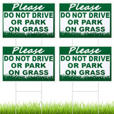 Soaoo sign front view: please do not drive or park on grass for lawn protection.