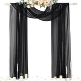 Socomi Black Sheer Wedding Drape Panel adds elegant arch coverage for ceremonies.