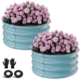 SOCONT round galvanized raised bed in teal blue for durable outdoor gardening.