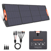 SOKIOVOLA 200W foldable panel closed for off-grid adventures with reliable power.