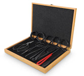 SOLIGT Bonsai Tools Set with wood box for organized pruning and care.