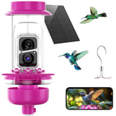 SOLIOM hummingbird feeder camera 2K live view captures vibrant plumage up close.