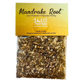 Solo Therapy mandrake dried cut root 28g prepared for protective ritual use.