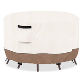 SoloToo round table cover protecting a 42-inch diameter table with waterproof coverage.