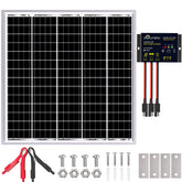 SOLPERK 50W panel front view powering RV and boat charging on sunny days