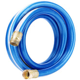 Solution4Patio lead-in blue garden hose 15ft for easy rolling and storage.