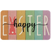 Sonalied Easter door mat with burlap surface and non-slip backing.