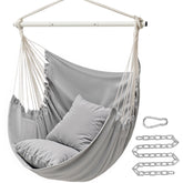 SONGMICS Hammock Chair dove gray for cozy indoor or outdoor relaxation.