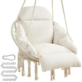 SONGMICS hanging chair cream cushion close-up for plush comfort.