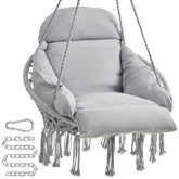 SONGMICS hanging chair with dove-gray cushion provides plush back support for relaxation