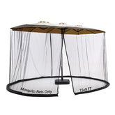 SOOSPE-MZ mosquito netting for a 15ft umbrella, side view shows clear outdoor visibility.