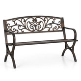 Sophia & William metal outdoor bench front view shows sturdy cast iron for durable outdoor use