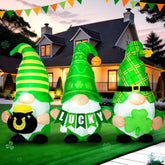 Sosation 6ft St Patrick's Day inflatable gnome with shamrocks and LED glow for yard display