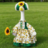 Soulchen sunflower goose outfit on a 23-inch goose statue adds festive curb appeal.