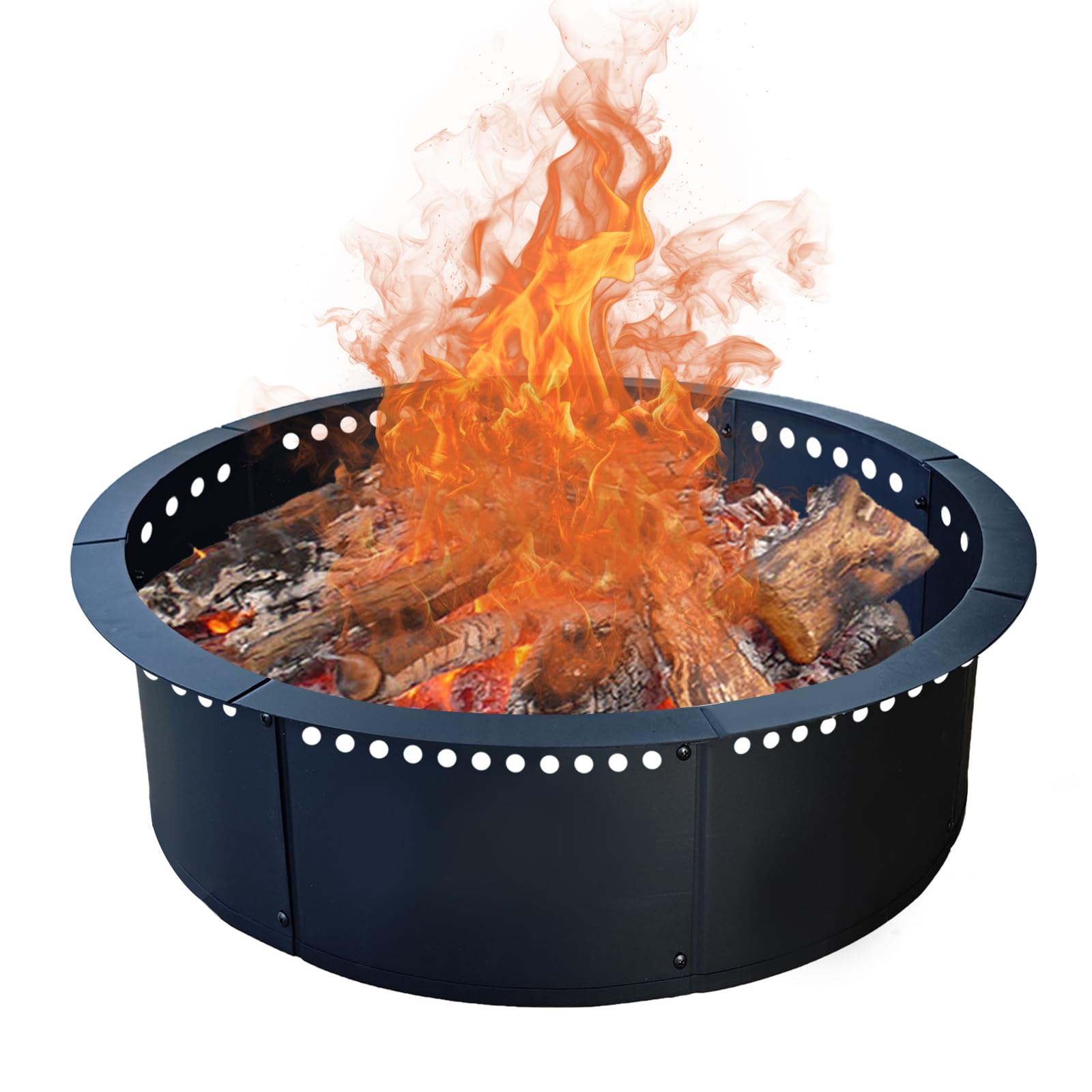 SoulMate fire pit ring outer view shows sturdy steel design for clean flames