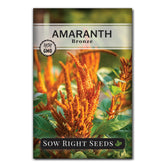 Sow Right Seeds Bronze Amaranth seeds packet ready for planting in sunlit beds.