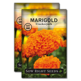 Sow Right Seeds Crackerjack African Marigold seed packet for vibrant garden color.