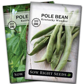 Sow Right Seeds Kentucky Wonder pole bean packet on trellis for home garden growth