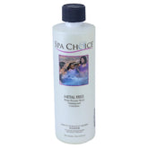 SpaChoice metal-free 1-pint bottle demonstrates stain prevention for spa surfaces.