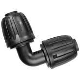 Spalolen half-inch drip elbow connector with twist-lock for secure, leak-free tubing.