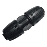 Spalolen half-inch drip fitting coupler with twist-lock for leak prevention.