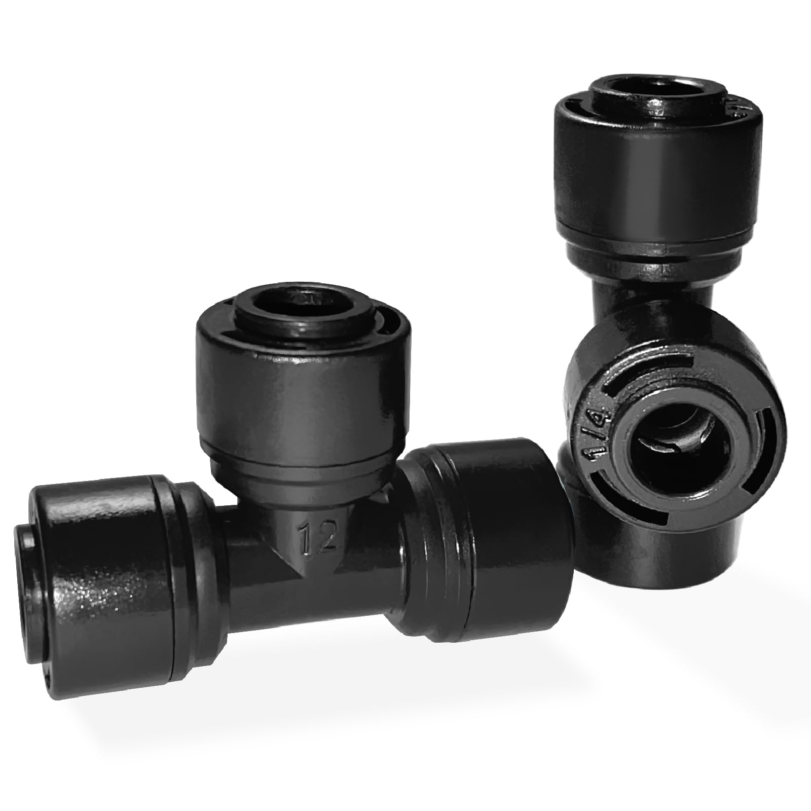 Spalolen quick-connect tee for 1/4 inch tubing provides a fast, leak-free fit.