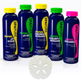 Spapure alkalinity up bottle poured to stabilize spa water pH