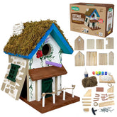 SparkJump Cottage Birdhouse Kit shows premium wood materials for an outdoor-ready project.