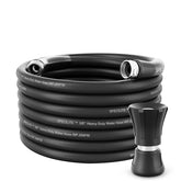 Specilite 50ft black garden hose ready for easy yard watering tasks.